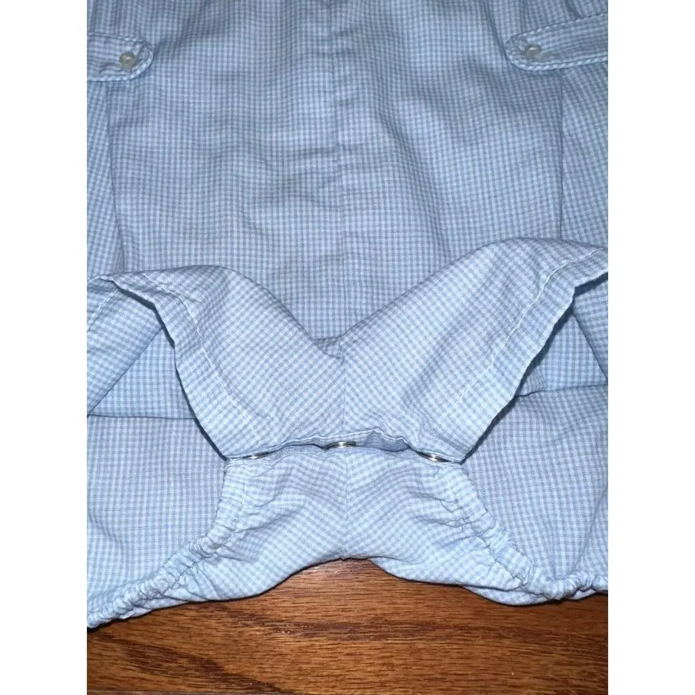 Petit Ami Baby Boys Blue Gingham Side Tab Peter Pan Collar Romper Size Newborn